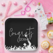 Afstuderen gefeliciteerd met witte Petten Papieren Bordje (Feest)