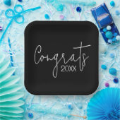 Afstuderen gefeliciteerd met zwart papieren bordje (Feest)