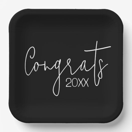 Afstuderen gefeliciteerd met zwart papieren bordje (Voorkant)