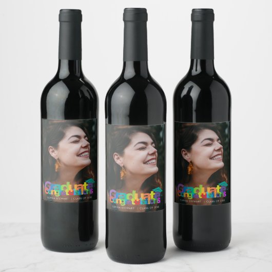 Afstuderen Gefeliciteerd Modern Afstuderen Wijn Etiket (Flessen)