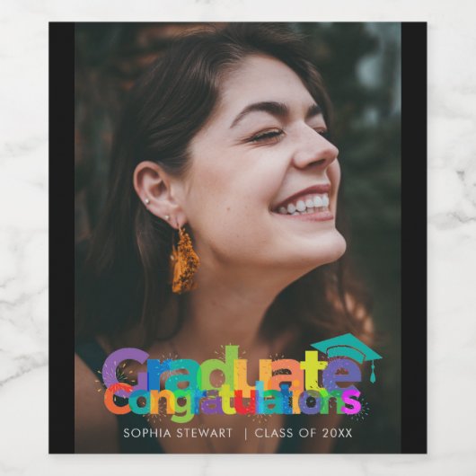 Afstuderen Gefeliciteerd Modern Afstuderen Wijn Etiket (Enkel label)