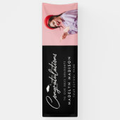 Afstuderen gefeliciteerd moderne foto zwart spandoek (Verticaal)