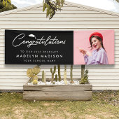 Afstuderen gefeliciteerd moderne foto zwart spandoek