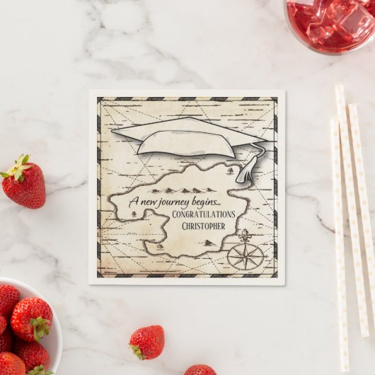 Afstuderen Gefeliciteerd Monogram Kompas & Kaart Servet (Insitu)