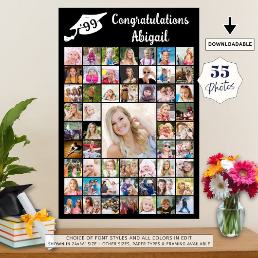 Afstuderen Gefeliciteerd Naam 55 Fotocollage Poster