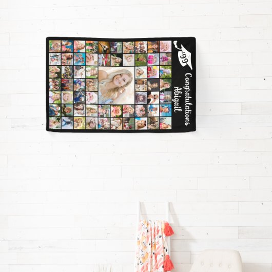 Afstuderen Gefeliciteerd Naam 62 Fotocollage Spandoek (Insitu)