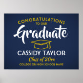 Afstuderen gefeliciteerd Navy Blue Gold Yellow & W Poster (Voorkant)