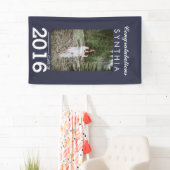 Afstuderen Gefeliciteerd Navy Blue Photo Yard Sign Spandoek (Insitu)