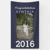 Afstuderen Gefeliciteerd Navy Blue Photo Yard Sign Spandoek (Verticaal)