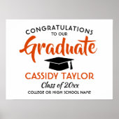 Afstuderen Gefeliciteerd Oranje, Wit & Zwart Afstu Poster (Voorkant)