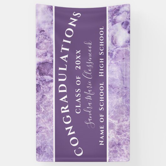 Afstuderen gefeliciteerd Paars Amethyst Crystal Spandoek (Verticaal)