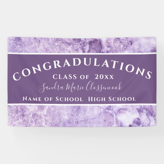 Afstuderen gefeliciteerd Paars Amethyst Crystal Spandoek (Horizontaal)