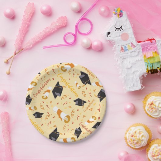 Afstuderen gefeliciteerd papieren bordje (Feest)