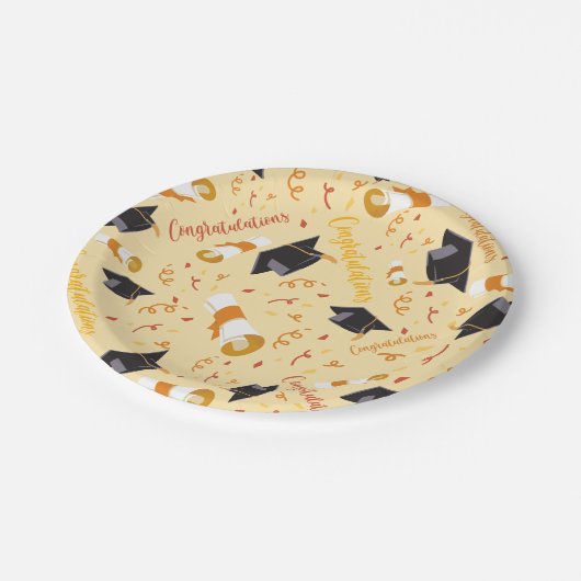 Afstuderen gefeliciteerd papieren bordje (Gekanteld)