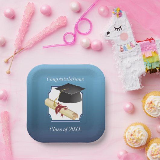 Afstuderen gefeliciteerd papieren bordje (Feest)