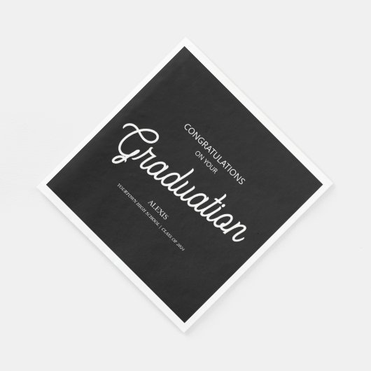 Afstuderen Gefeliciteerd Party Black White Servet (Hoek)