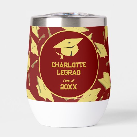 Afstuderen Gefeliciteerd Personaliseer Maroon Gold (Voorkant)