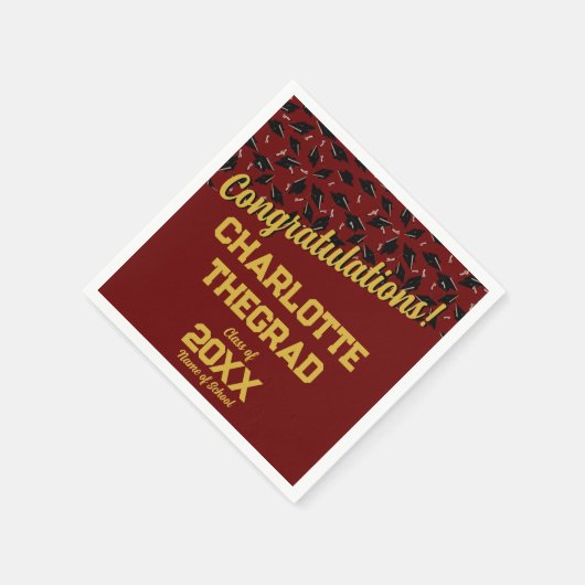 Afstuderen Gefeliciteerd Personaliseer Maroon Gold Servet (Hoek)