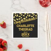 Afstuderen Gefeliciteerd Personaliseer Zwart Goud Servet (Insitu)