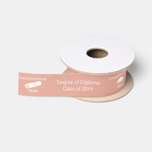 Afstuderen Gefeliciteerd Pet Diploma Wit Blush Cus Satijnen Lint