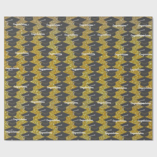 Afstuderen Gefeliciteerd Pet Gold Glitter Cadeaupapier (Vlak)