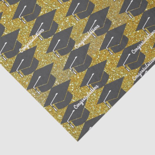 Afstuderen Gefeliciteerd Pet Gold Glitter Tissuepapier (Detail)