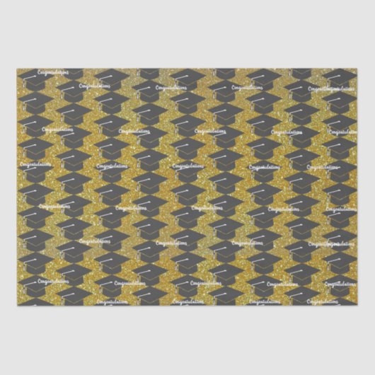 Afstuderen Gefeliciteerd Pet Gold Glitter Tissuepapier (Voorkant)