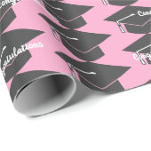 Afstuderen Gefeliciteerd Pet Roze verpakkingspapie Cadeaupapier (Rol Hoek)