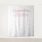 Afstuderen Gefeliciteerd Pink Bow Achtergrond Wandkleed (Voorkant)