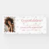 Afstuderen Gefeliciteerd Pink Bow Foto Spandoek (Horizontaal)