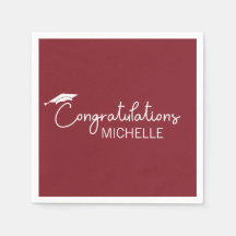 Afstuderen Gefeliciteerd, rood wit script eenvoudi