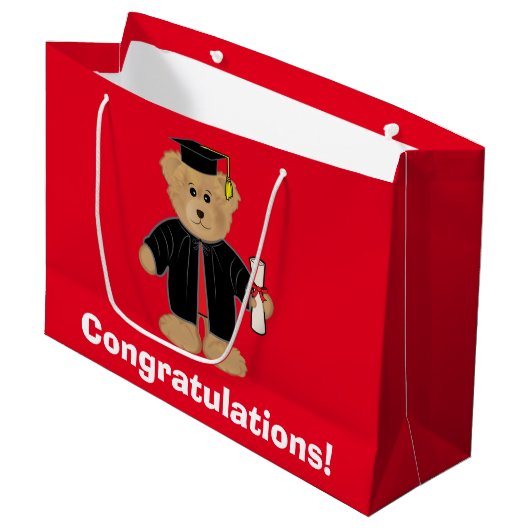 Afstuderen gefeliciteerd Teddy Bear Large Cadeautasje (Voorkant Gekanteld)