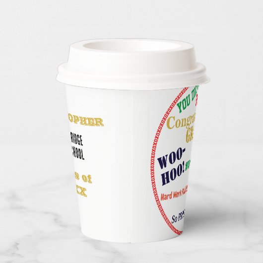 Afstuderen Gefeliciteerd Typografienaam Papieren Bekers (Rechts)