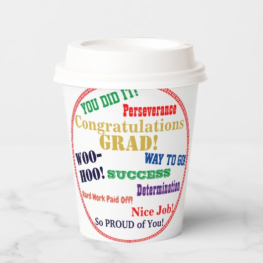 Afstuderen Gefeliciteerd Typografienaam Papieren Bekers (Voorkant)