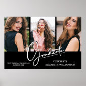 Afstuderen Gefeliciteerd Zwart Modern 3 Foto Poster (Voorkant)