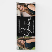 Afstuderen Gefeliciteerd Zwart Modern Foto Spandoek (Verticaal)