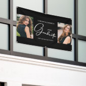 Afstuderen Gefeliciteerd Zwart Modern Foto Spandoek (Buitenkant Gebouw)