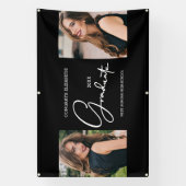 Afstuderen Gefeliciteerd Zwart Modern Foto Spandoek (Verticaal)