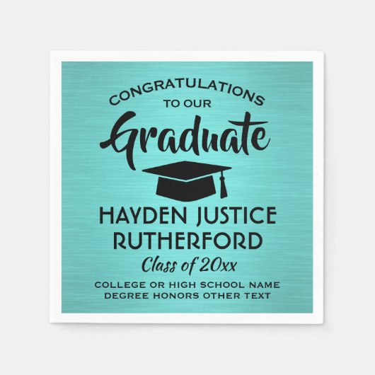 Afstuderen gegoten Blauwgroen blauw en zwart Servet (Voorkant)