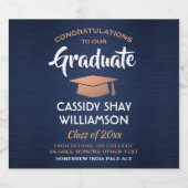 Afstuderen gegoten marineblauw wit koper bier etiket (Enkel label)