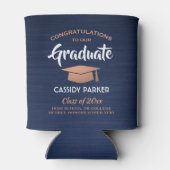 Afstuderen gegoten marineblauw wit koper blikjeskoeler (Achterkant)