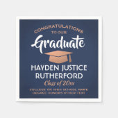 Afstuderen gegoten marineblauw wit koper servet (Voorkant)