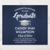 Afstuderen gegoten marineblauw, zilver bier etiket (Enkel label)