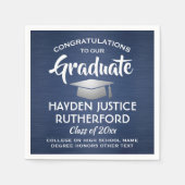 Afstuderen gegoten marineblauw, zilver servet (Voorkant)