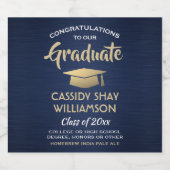 Afstuderen gegoten marinesblauw goud en wit bier etiket (Enkel label)