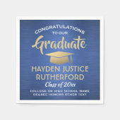 Afstuderen gegoten, modern blauw goudwit servet (Voorkant)