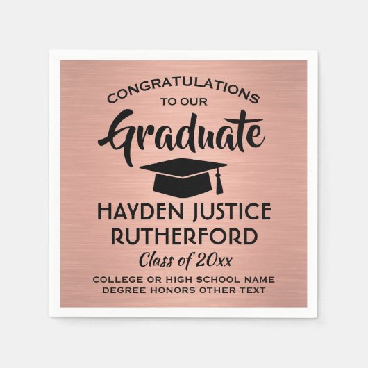 Afstuderen gegoten roze roze roodbruin en zwart servet (Voorkant)