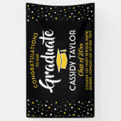 Afstuderen Geheel Confetti Zwart Goud Geel Spandoek (Verticaal)