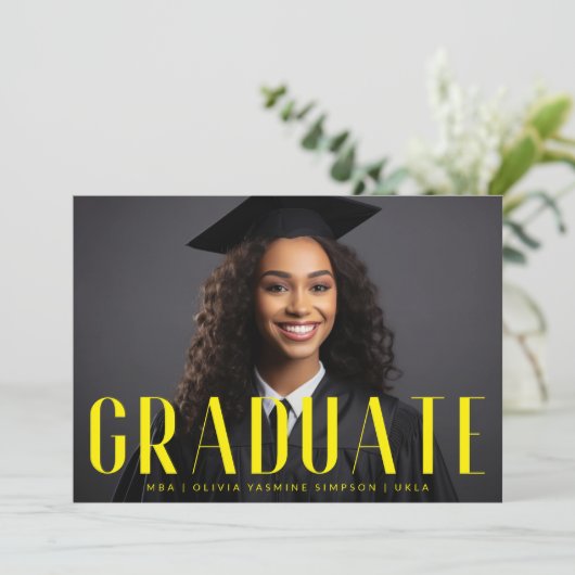 Afstuderen gele MBA overlay moderne foto Aankondiging (Staand voorkant)