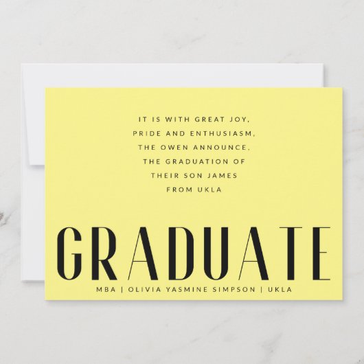Afstuderen gele MBA overlay moderne foto Aankondiging (Achterkant)